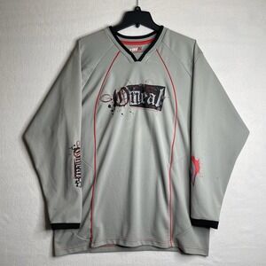 ONEAL MX Y2K Grunge Long Sleeve Tee Pullover Mens L Gray Cyber Skulls Gothic